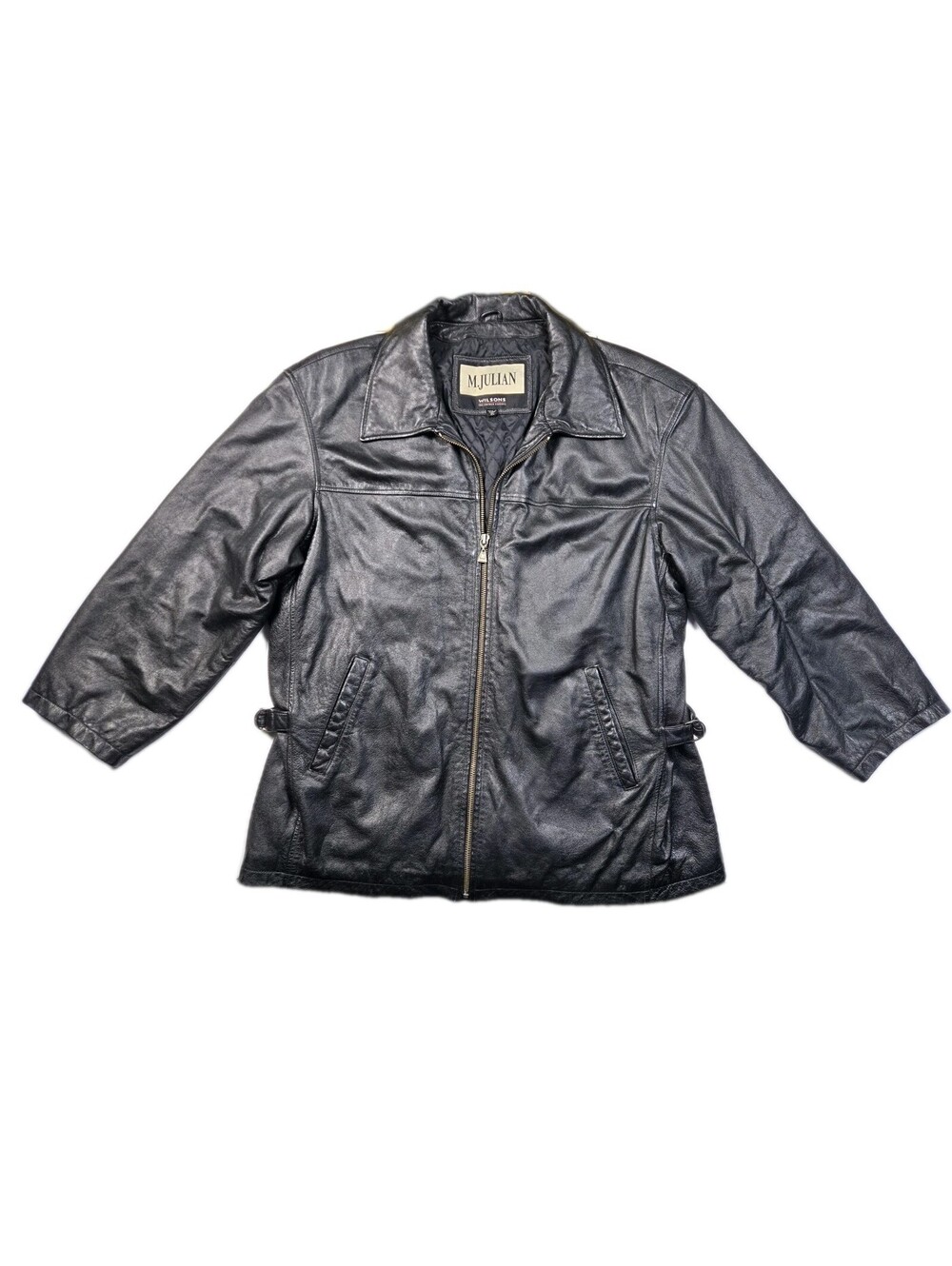 M. Julian Wilson Leather Black Leather Zip Up Long Sleeve Jacket Mens XL (READ)